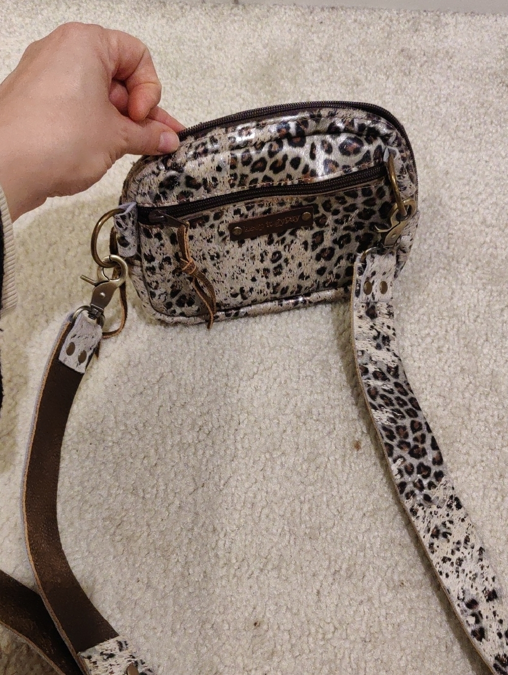 Keep It Gypsy Leopard Print Crossbody Belt Bag  Western-style upcycled LV Patch - Picture 2 of 16